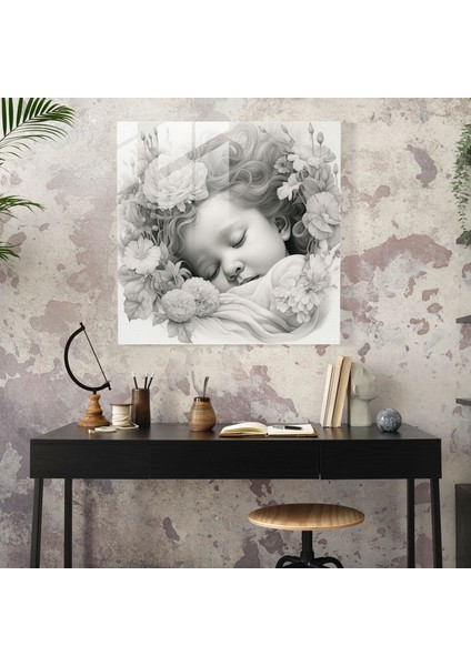Nursery Kalem Çizimi Cam Tablo - Çocuk Odası Cam Duvar Sanatı Çiçekler Modern Sanat fiyatları