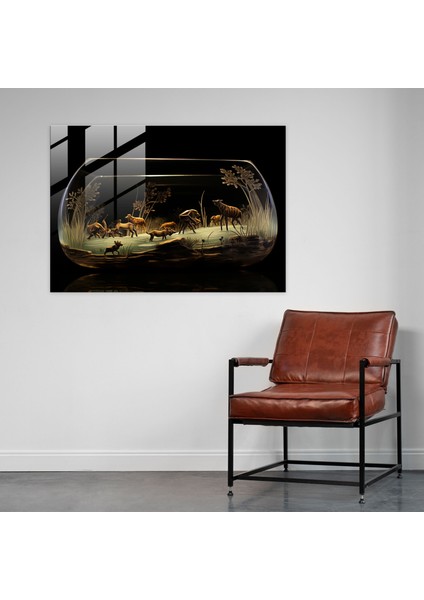 Orman Avı Temalı Cam Tablo Sanatı - Orman Avı Cam Tablo Duvar Dekorasyonu Modern Sanat fiyatları