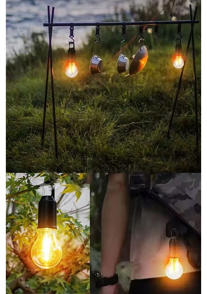 Taşınabilir Şarjlı LED Ampül Outdoor Kamp Bahçe Lambası 10W Askılı Kırılmaz LED Işık