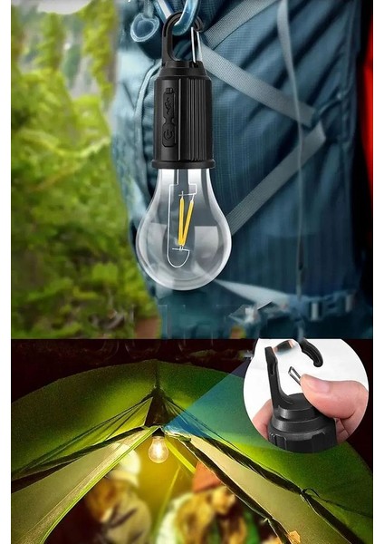 Taşınabilir Şarjlı LED Ampül Outdoor Kamp Bahçe Lambası 10W Askılı Kırılmaz LED Işık fırsatları