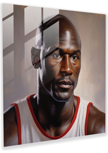 Michael Jordan Gerçekçi Portre Cam Tablo - Michael Jordan Yoğunluk Cam Sanatı