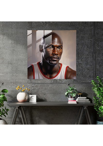 Michael Jordan Gerçekçi Portre Cam Tablo - Michael Jordan Yoğunluk Cam Sanatı fiyatları