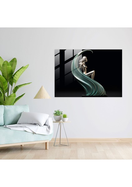Mitoloji Cam Tablo: Zarif Denizkızı - Mitoloji Cam Duvar Sanatı Cam Sanatı Duvar Dekorasyonu modelleri