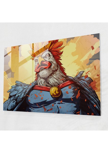 Mitoloji Cam Tablosu: Zeus Tavuk - Mitoloji Cam Sanatı Çizgi Roman Tarzı