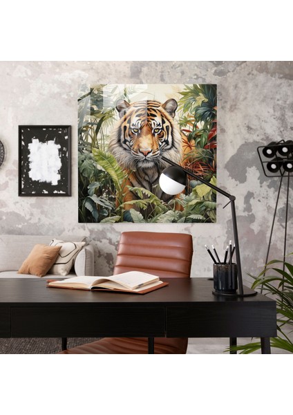 Majestic Cam Tablo - Doğal Ortamında Majestik Kaplan - Gerçekçi Vahşi Yaşam Cam Duvar Sanatı fiyatları