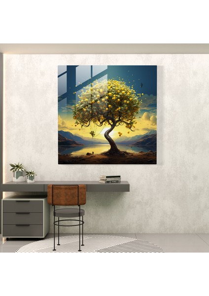 Limon Ağacı Cam Tablo Baskı - Dijital Sanat Baskısı - Limon Ağacı Dijital Sanat Cam Duvar Sanatı Manzara fiyatları