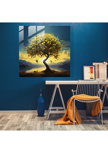 Limon Ağacı Cam Tablo Baskı - Dijital Sanat Baskısı - Limon Ağacı Dijital Sanat Cam Duvar Sanatı Manzara modelleri
