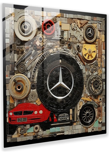 Mercedes Cam Tablo - Modern Sanat Araba Parçaları Karma Medya