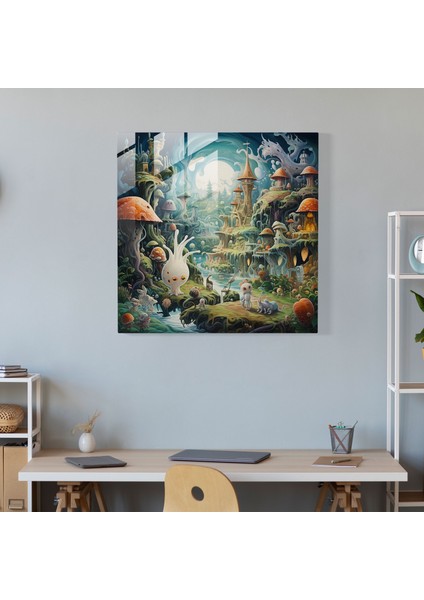 Masal Bahçesi Cam Tablosu - Bebek Odası Yağlı Boya Ev Dekorasyonu Cam Sanatı fiyatları