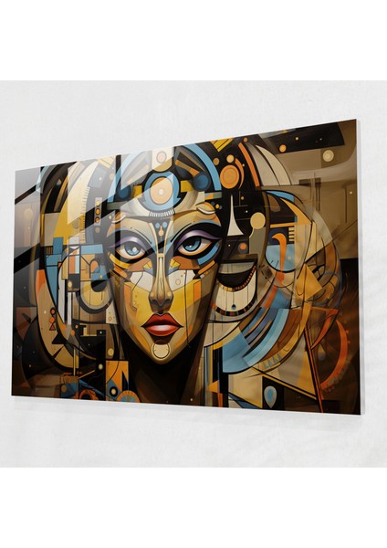 Mitoloji Cam Duvar Sanatı - Kübist Isis - Mitoloji Isis Duvar Dekorasyonu Ev Dekorasyonu