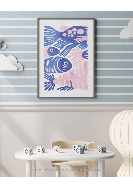 Sevimli Balıklar - Modern Deniz Temalı Çocuk Odası Poster modelleri