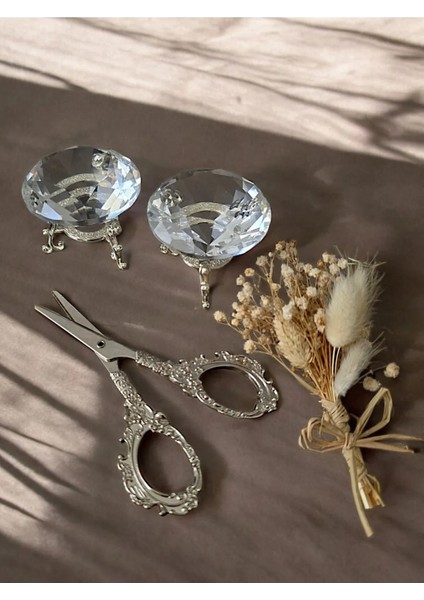 2li Yüzük Yükseltici-Makas- Çiçek / Isteme Söz Nişan Aksesuarları