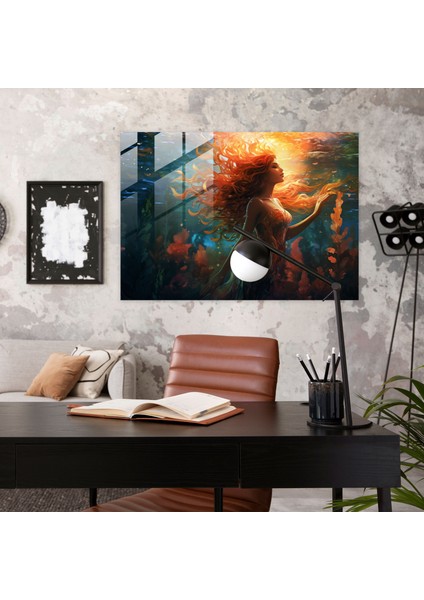 Mitoloji Cam Tablo Sanatı: Büyüleyici Denizkızı - Mitoloji Ev Dekorasyonu Denizkızı Modern Sanat fiyatları