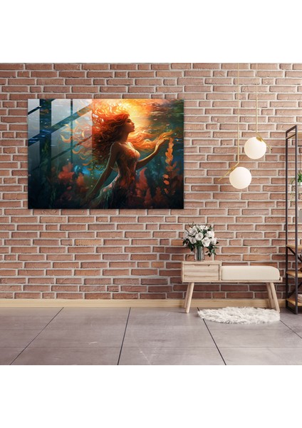 Mitoloji Cam Tablo Sanatı: Büyüleyici Denizkızı - Mitoloji Ev Dekorasyonu Denizkızı Modern Sanat modelleri