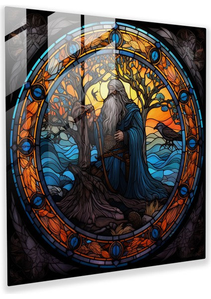 Norse Büyüsü Cam Tablo - Odin ve Yaşam Ağacı