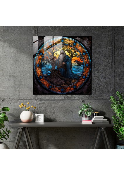 Norse Büyüsü Cam Tablo - Odin ve Yaşam Ağacı fiyatları