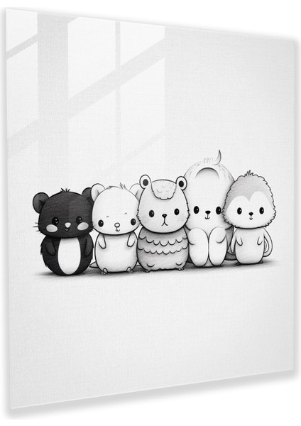 Nursery Cam Tablo - Minimalist Hayvan Koleksiyonu - Bebek Odası Duvar Dekorasyonu Modern Sanat Cam Tablo