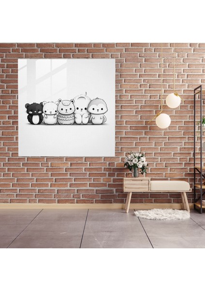 Nursery Cam Tablo - Minimalist Hayvan Koleksiyonu - Bebek Odası Duvar Dekorasyonu Modern Sanat Cam Tablo fiyatları