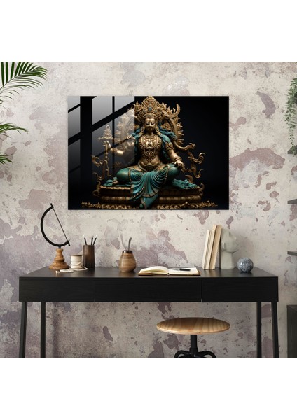 Efsanevi Cam Tablo - Görkemli Vishnu - Mitoloji Cam Sanatı Gerçekçi Heykel Vishnu modelleri