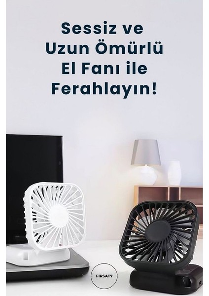 El Fanı Mini Masaüstü ve Boyun Askılı Fan Portatif Şarjlı 3 Kademeli Vantilatör Soğutucu indirimleri