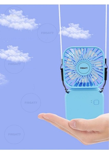 El Fanı Mini Masaüstü ve Boyun Askılı Fan Portatif Şarjlı 3 Kademeli Vantilatör Soğutucu