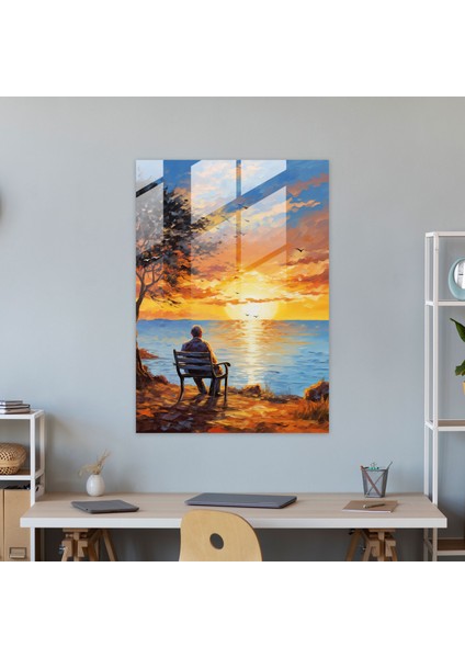 Yaşlıların Cam Tablosu - Modern Sanat Gün Batımı fiyatları