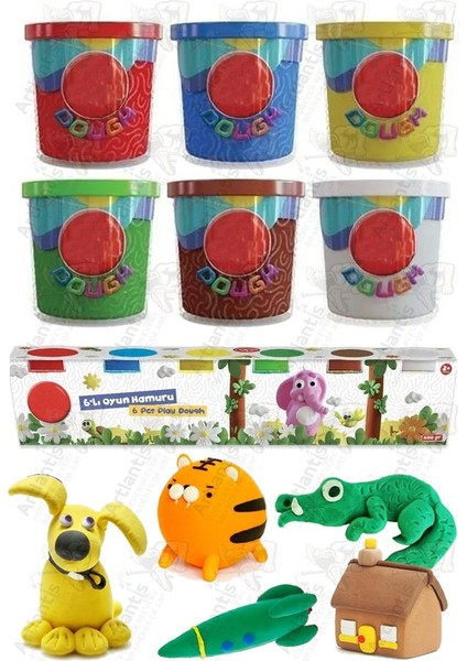 Oyun Hamuru 6 Renk 1 Paket Bubu 6 Lı Oyun Hamuru 600 gr Canlı Renkler Okul Öncesi Kreş Anasınıfı Etkinli Hamuru