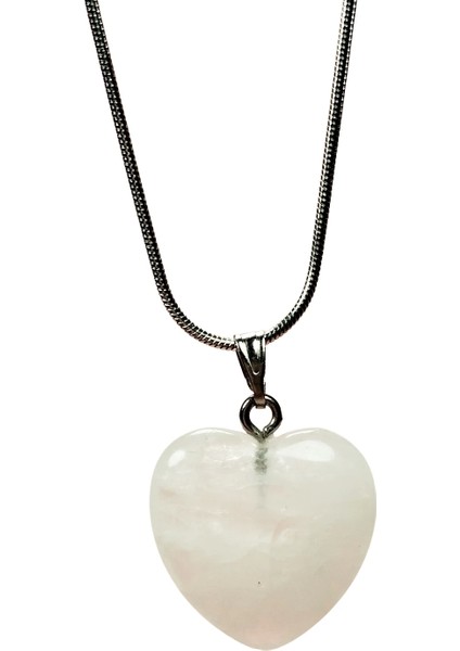 Pembe Kuvars Doğal Taşı Zincirli El Yapımı Kolye Uç: 2 cm Zincir: 20 cm Kutulu