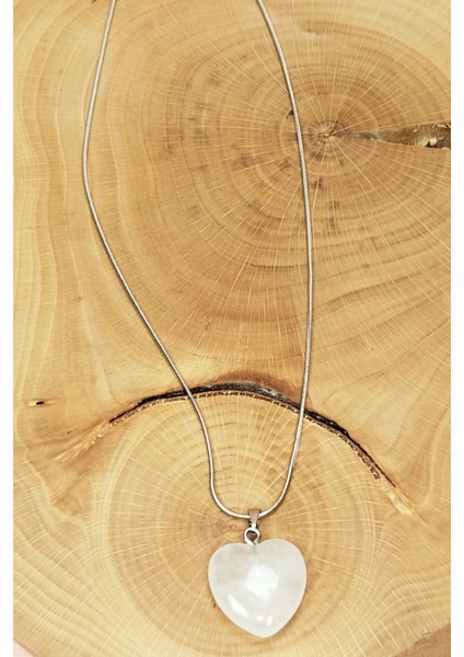 Pembe Kuvars Doğal Taşı Zincirli El Yapımı Kolye Uç: 2 cm Zincir: 20 cm Kutulu fırsatları