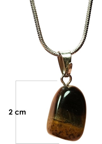 Kaplan Gözü Doğal Taşı Zincirli El Yapımı Kolye Uç: 2 cm Zincir: 20 cm Kutulu modelleri