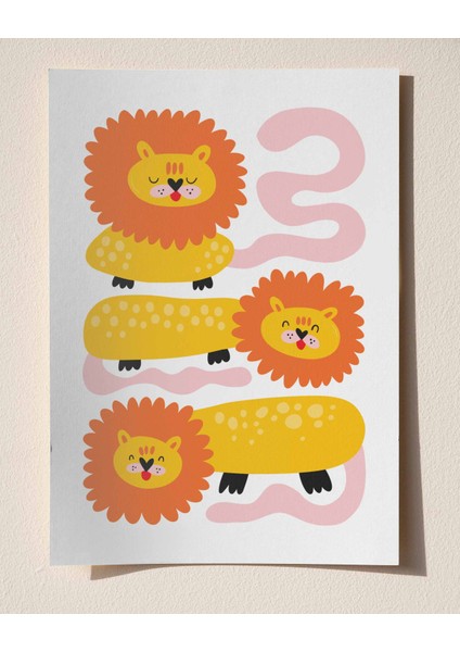 Minik Aslanlar - Renkli ve Sevimli Safari Temalı Çocuk Odası Poster