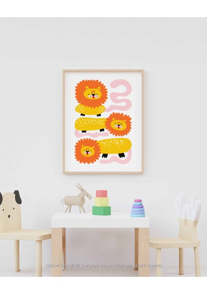 Minik Aslanlar - Renkli ve Sevimli Safari Temalı Çocuk Odası Poster fiyatları