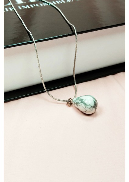 Havlit Doğal Taşı Zincirli El Yapımı Kolye Uç: 2 cm Zincir: 20 cm Kutulu fırsatları