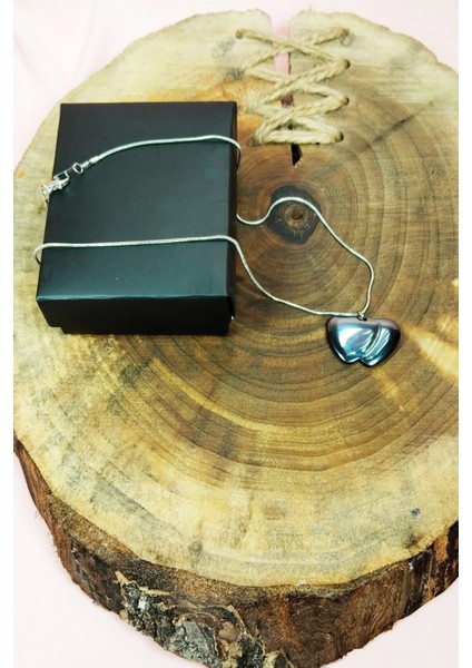 Hematit Doğal Taşı Zincirli El Yapımı Kolye Uç: 2 cm Zincir: 20 cm Kutulu indirimleri