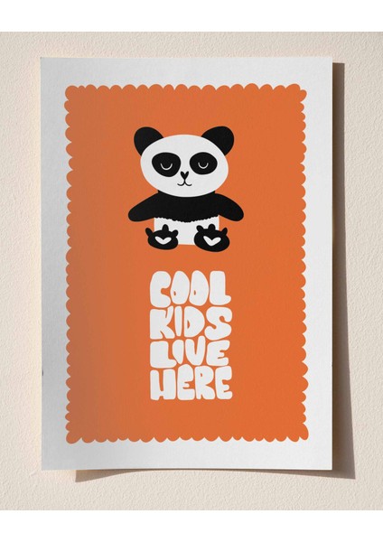 Havalı Çocuklar Bu Odada Yaşar - Renkli Cool Panda Çocuk Odası Poster
