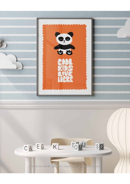 Havalı Çocuklar Bu Odada Yaşar - Renkli Cool Panda Çocuk Odası Poster modelleri