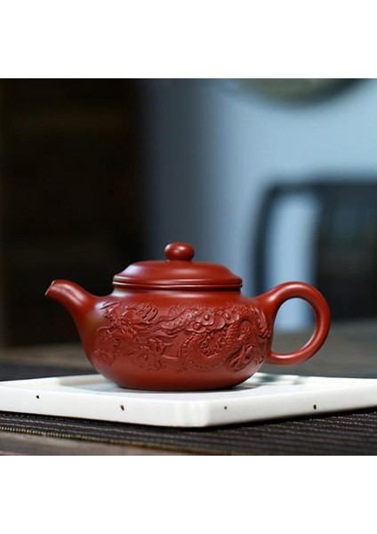 Yixing Çay Pot Dragon Desen Mor Kil Çaydanlıklar Güzellik Su Isıtıcısı Çay Töreni Özelleştirilmiş El Yapımı Dahongpao Authentic | Çaydanlıklar (Yurt Dışından) fırsatları