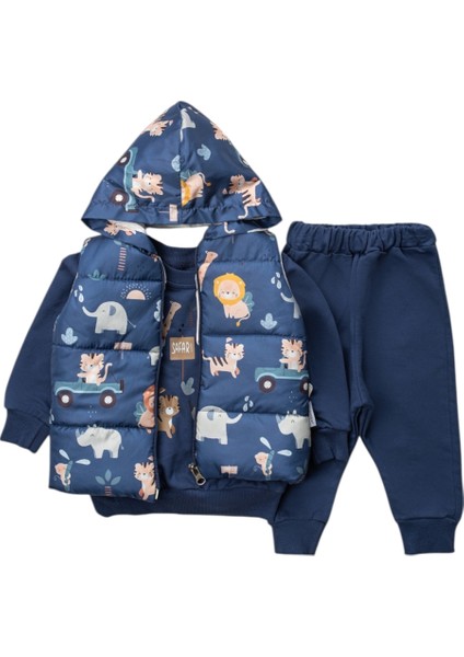 Safari Şişme Yelekli 3'lü Erkek Bebek Takım