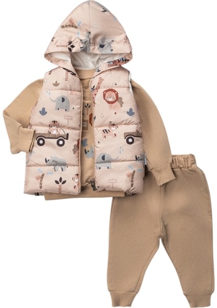 Safari Şişme Yelekli 3'lü Erkek Bebek Takım