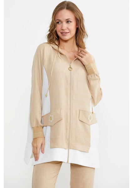 Sementa 76448 Keten Görünümlü Kapüşonlu Tunik Takım modelleri