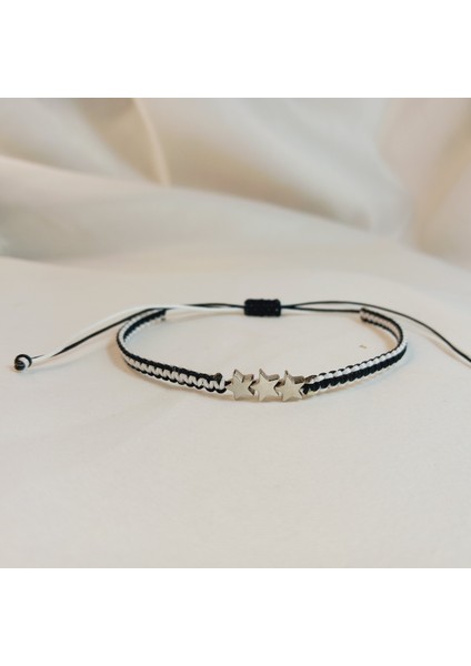 3 Yıldızlı Beşiktaş Makrome Taraftar Bileklik, Siyah Beyaz Beşiktaş Bileklik, Maç Aksesuarı, İp Bileklik, Taraftar Bileklik, Makrome Bileklik, Taraftar Hediyesi, Bjk Beşiktaş Aksesuarı