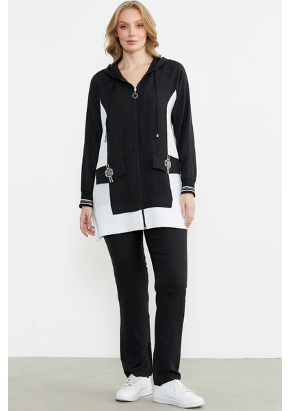 Sementa 76448 Keten Görünümlü Kapüşonlu Tunik Takım modelleri