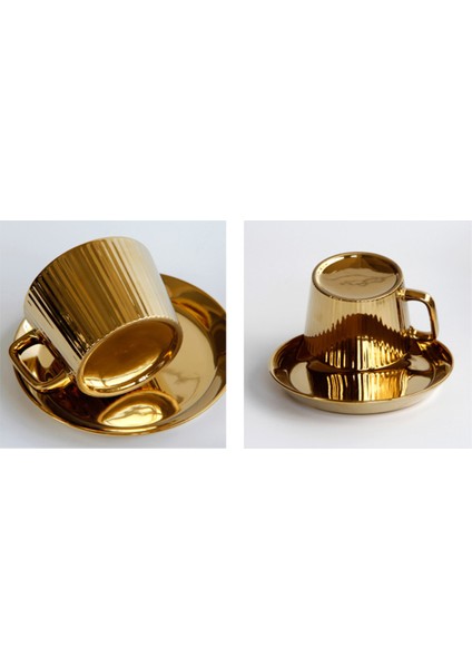 250ml altın kaplama çay / kahve fincanı ve amp;SAUCER SETİ Seramik Espresso Kupası Ofis Beyaz | Kahve Kupaları ve AMP;Kupalar (Yurt Dışından) indirimleri