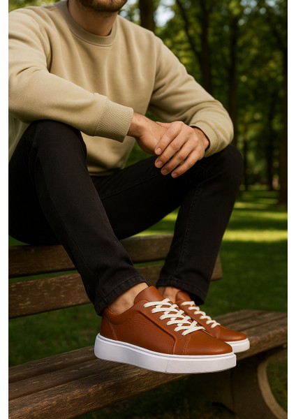 GR0366 Hakiki Yumuşak Floter Deri Üst Kalite Yüksek Kalın Eva Taban Hafif Sneaker Ayakkabı