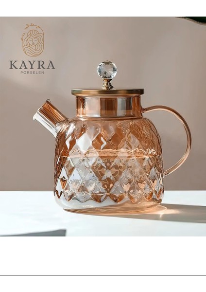 Kabartmalı Borosilikat Cam Demlik 1000ML ROYALEKS-CM-2006 fiyatları