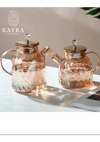 Kabartmalı Borosilikat Cam Demlik 1000ML ROYALEKS-CM-2006 modelleri