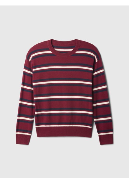 Erkek Çocuk Bordo Desenli Intarsia Kazak