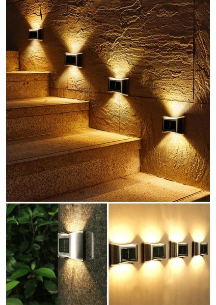 6 Ledli Güneş Enerjili Modern Metal Duvar Lambası, Dekoratif Aydınlatma modelleri