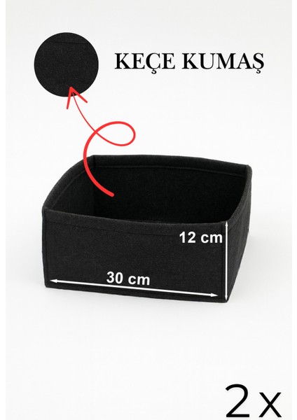 Keçe Çekmece ve Dolap Düzenleyici Organizer Seti 6 Parça – Siyah, Çok Amaçlı Düzenleyici Kutular