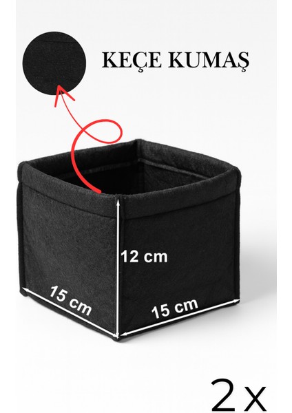 Keçe Çekmece ve Dolap Düzenleyici Organizer Seti 6 Parça – Siyah, Çok Amaçlı Düzenleyici Kutular